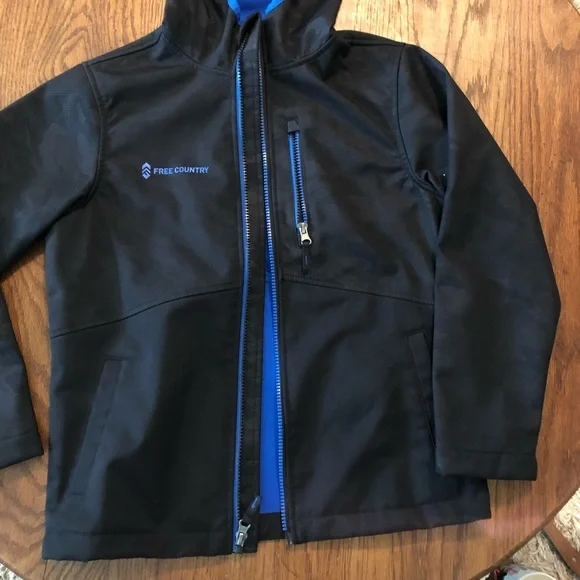 Free Country Jacket Coat Black Camo Zip Up Hooded Hoodie Kids Size Large 7 / 8